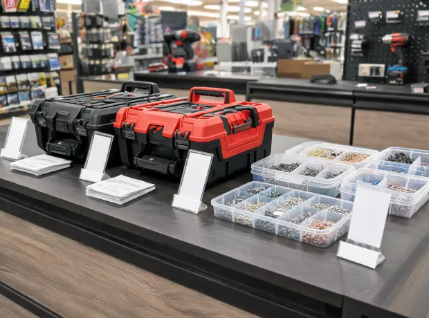 Dealer counter with Stack-On storage display