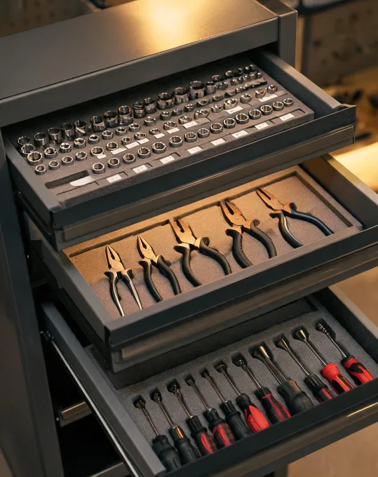 Tool cabinet drawer layout