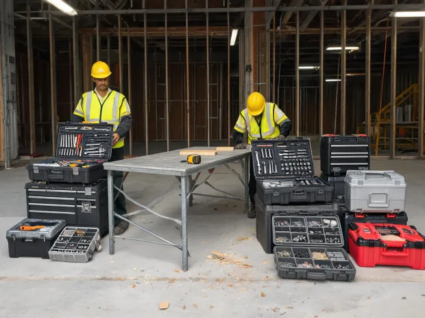 Construction crew storage setup