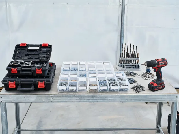 Construction jobsite storage table
