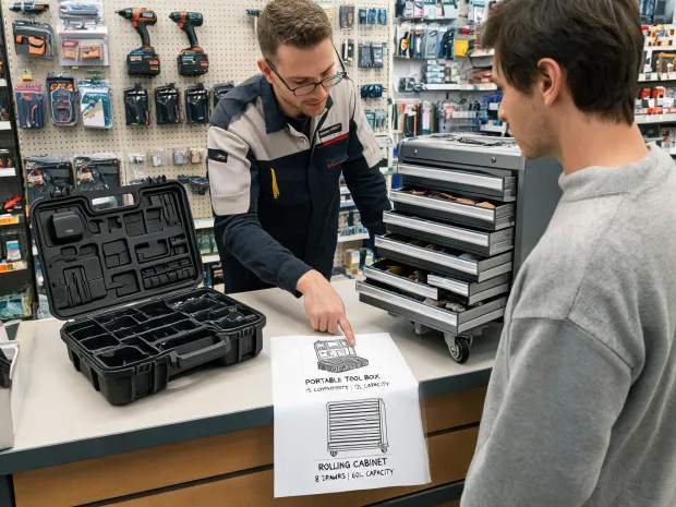 Dealer comparing tool storage options