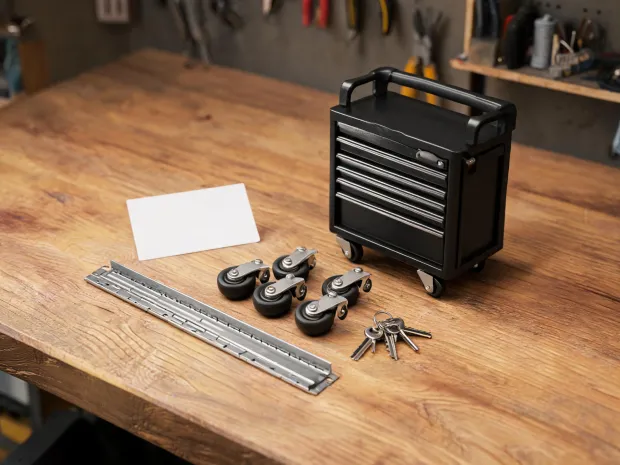 Warranty card with tool storage parts
